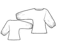 форма блузкі з цельнокроеным доўгім рукавом