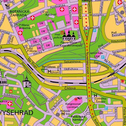 Vysehrad in Prague on the map