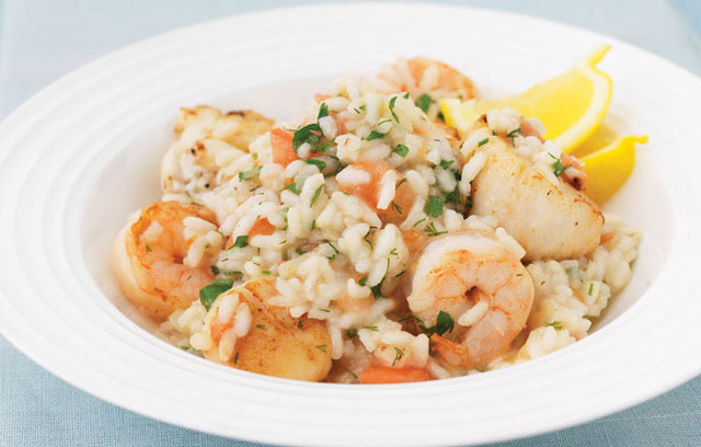 risotto with seafood and vegetables