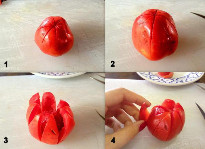 how to make a rose from tomato step by step