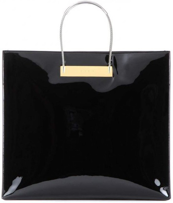 black patent handbag