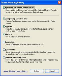 how to clear cache in internet explorer