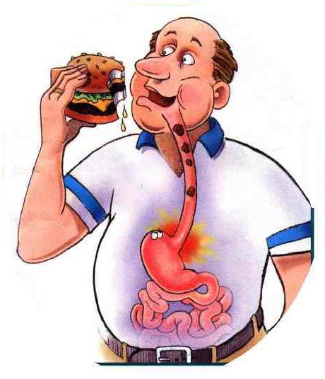 razão de acertos de bílis no estômago