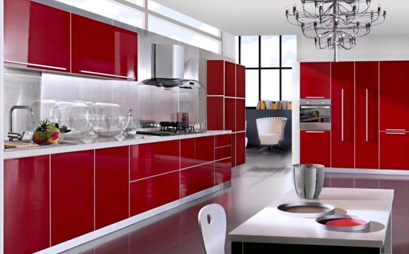 color Rojo y blanco de la cocina