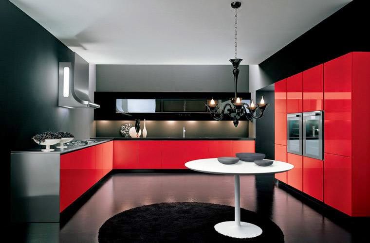 Red black kitchen