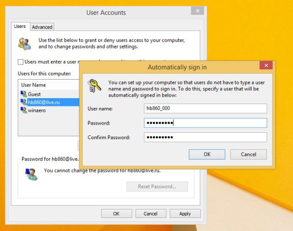 account password windows 8