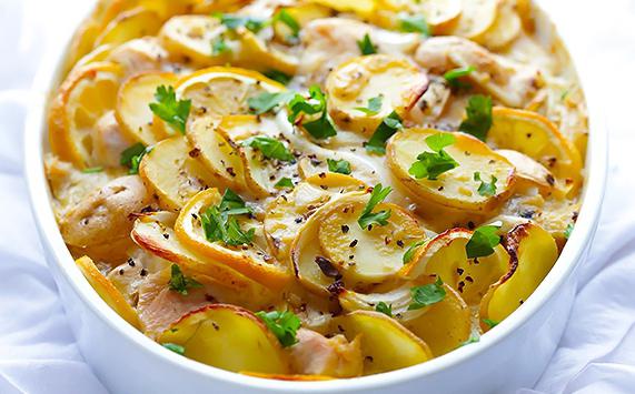 casserole of chicken and potatoes