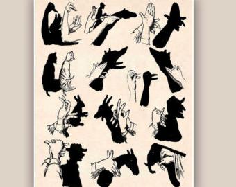 shadow theater with their hands templates