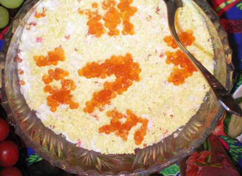 Salada de Pérola com caviar vermelho