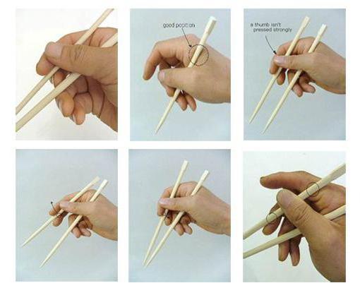 wie man richtig mit Stäbchen für Sushi