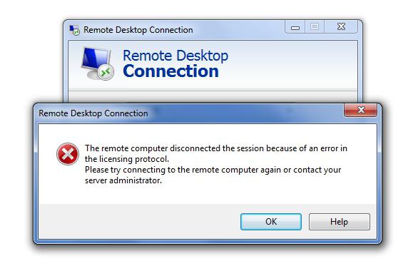 the connection terminated by the remote computer before