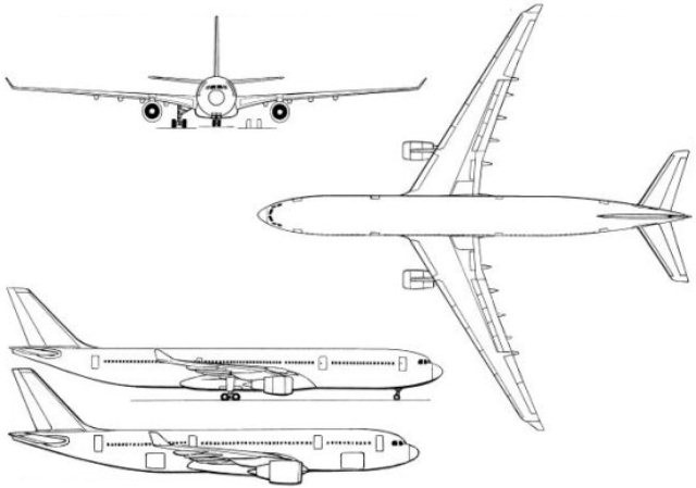 330 and the plane of the diagram