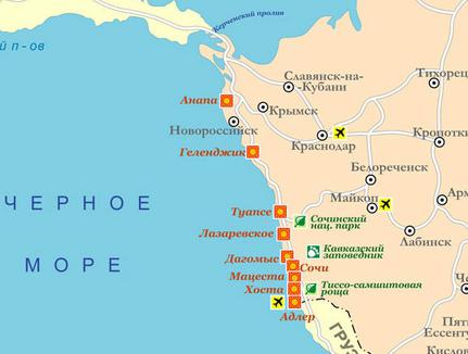 Tuapse Sochi distance