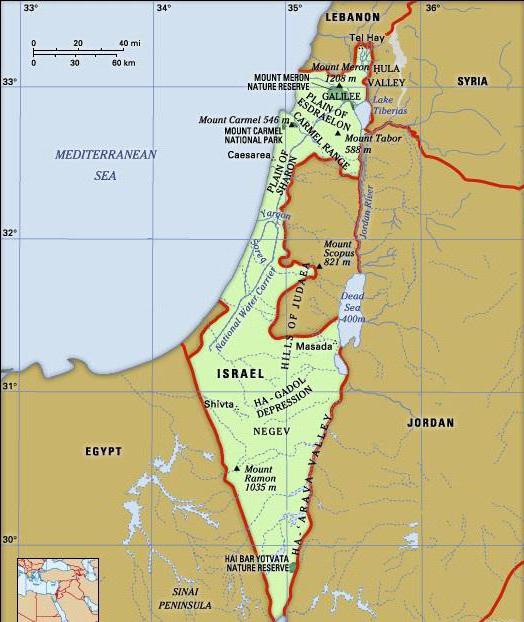 die geographische Lage Israels