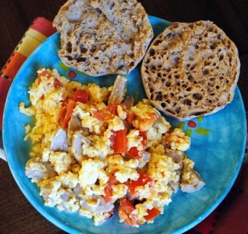 how to cook scrambled eggs with sausage