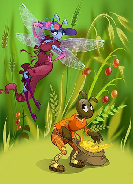 Fabel Libelle und die Ameise Flügel