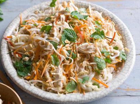 salad with rice noodles and vegetables