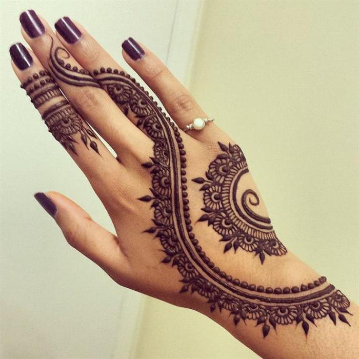 padrões de henna em suas mãos