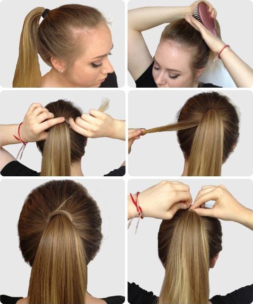 einfache Frisur mit den Händen auf lange Haare