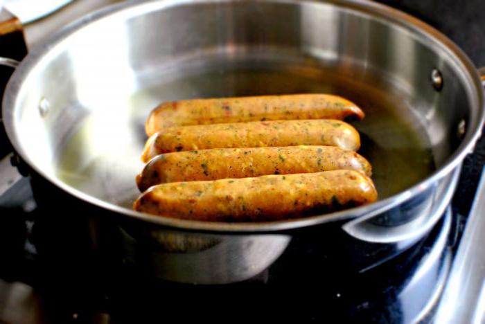 sausages from chicken meat in cooking foil