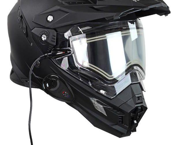 snowmobile helmet with a heated