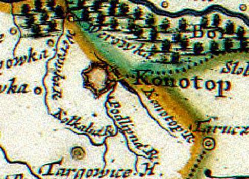velho mapa конотопской de batalha