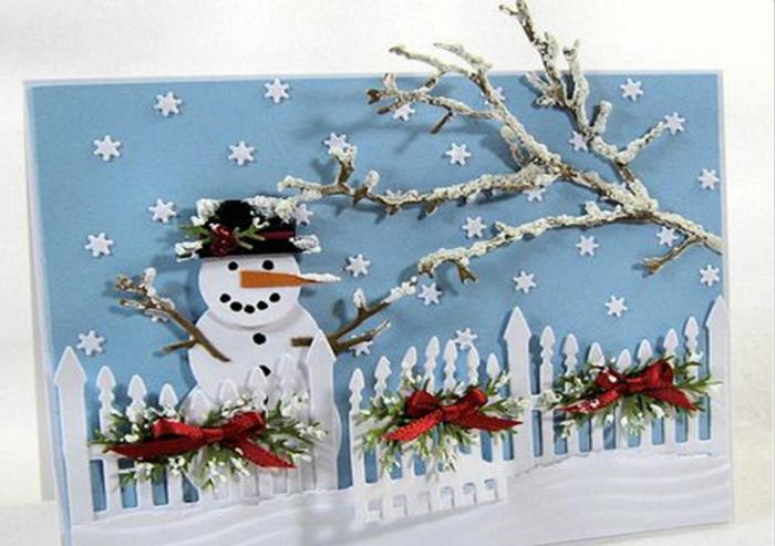 аплікацыя снегавік з паперы