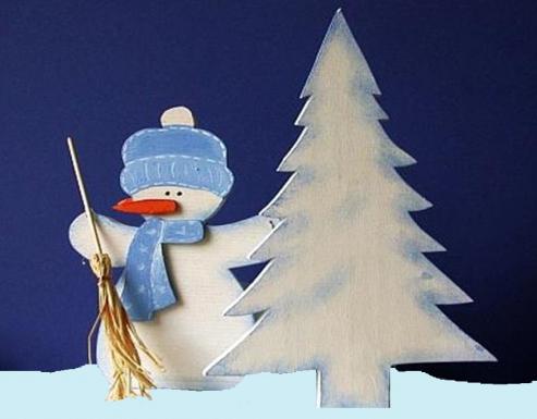 three-dimensional applique snowman out of paper