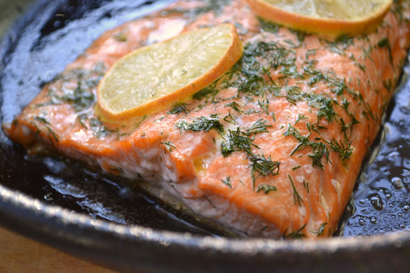 Trout baked in cream