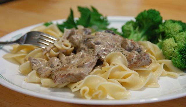 beef Stroganoff from beef in a slow cooker
