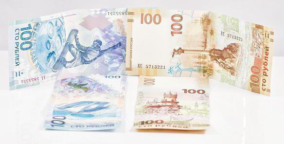 新一百卢布纸币与克里米亚