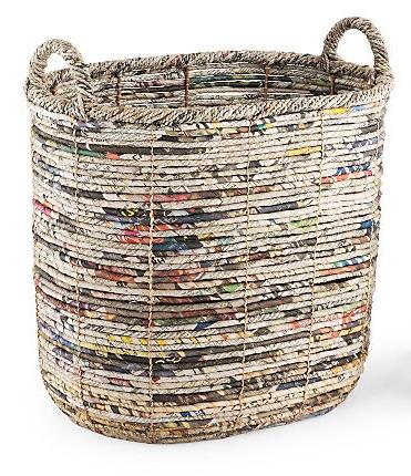 Laundry basket of newspaper tubes