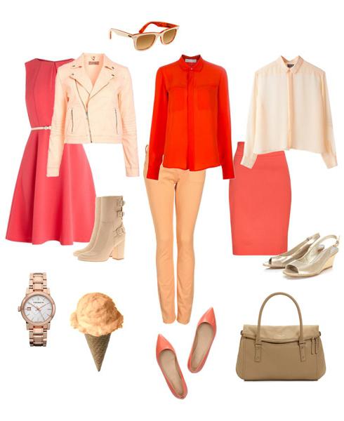 the combination with coral color