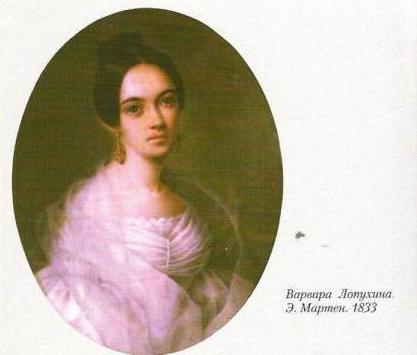 Barbara Lopukhina in the life of Lermontov