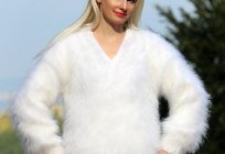 Pullover aus Angora: ein Modell, mit dem, was zu tragen