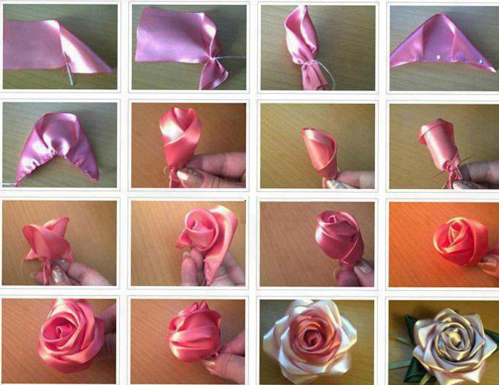 un ramo de rosas de satén de cintas
