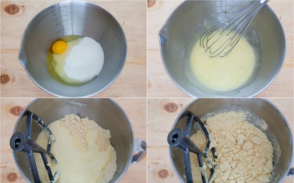 die Etappen der Herstellung des Kuchens "Nest"
