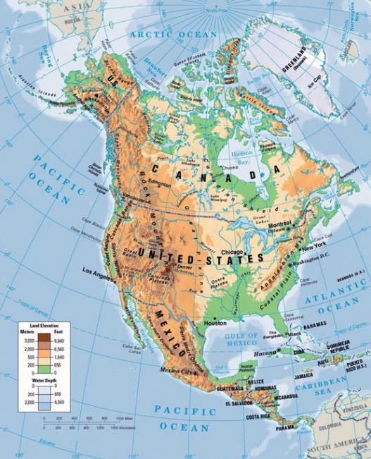 North America terrain and climate