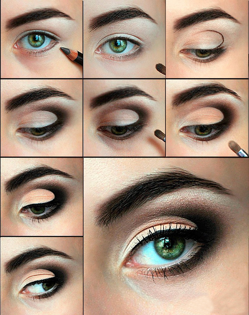 evening make-up for brunettes with green eyes