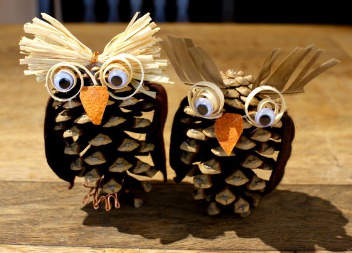 Crafts from cones owl