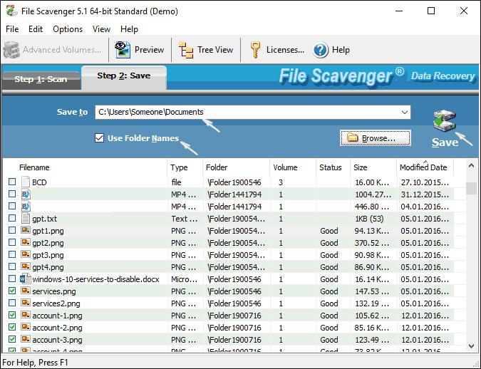 el Programa File Scavenger