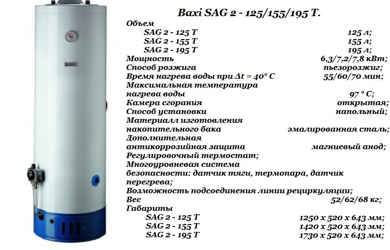 acumulativo de Gas del calentador de agua Baxi