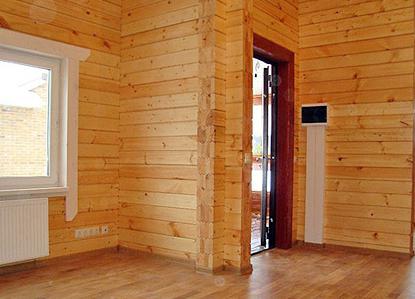 wnętrza domów z drewna klejonego