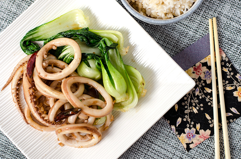 Feed squid with greens