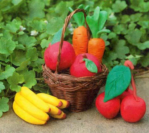 ліплення овочів і фруктів з пластиліну