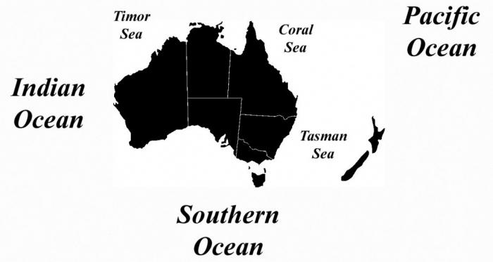 welche Meere umspülen Australien