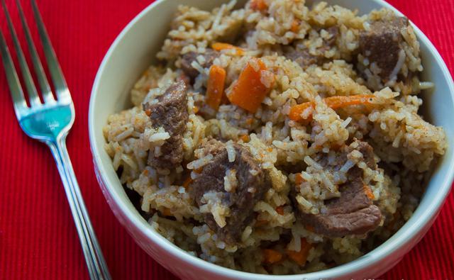 homemade pilaf with beef
