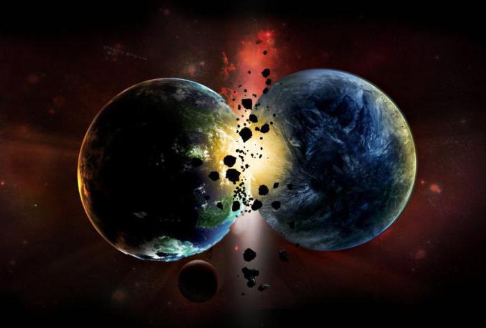 eine Kollision des Planeten mit einem Asteroiden