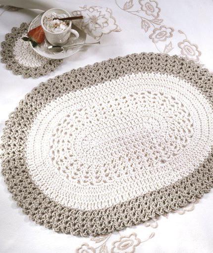 oval guardanapos de crochê esquema com a descrição