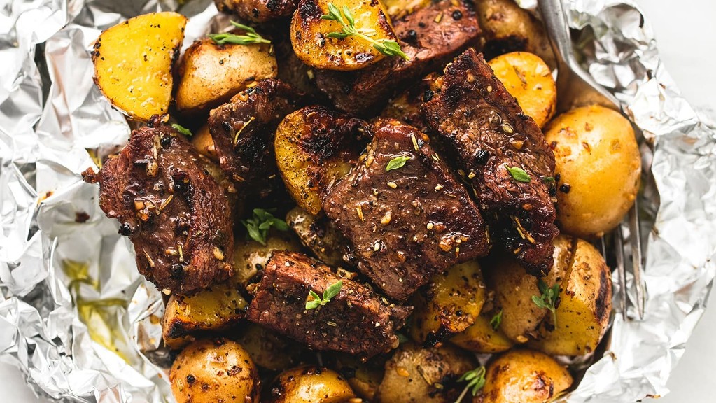 beef with potatoes in the oven in foil